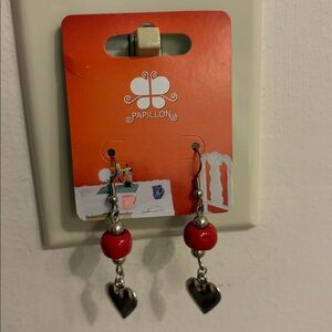 Papillon Marketplace Heart Drop Earrings Sustainable Ethically Made New on Card